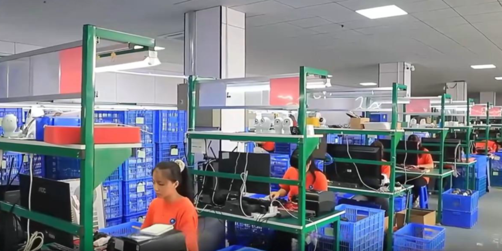 Functional test stations on the woCyber assembly line in Shenzhen
